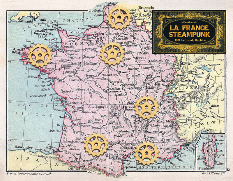 carte de la France steampunk